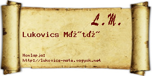 Lukovics Máté névjegykártya