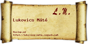 Lukovics Máté névjegykártya