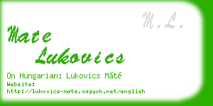 mate lukovics business card